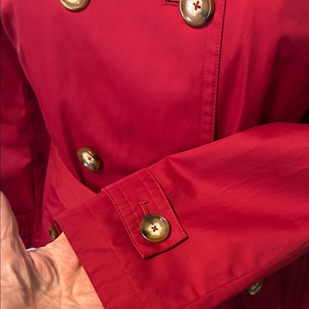 MICHAEL Michael Kors Red Double-Breasted Trench Coat with Belt - Picture 4 of 9